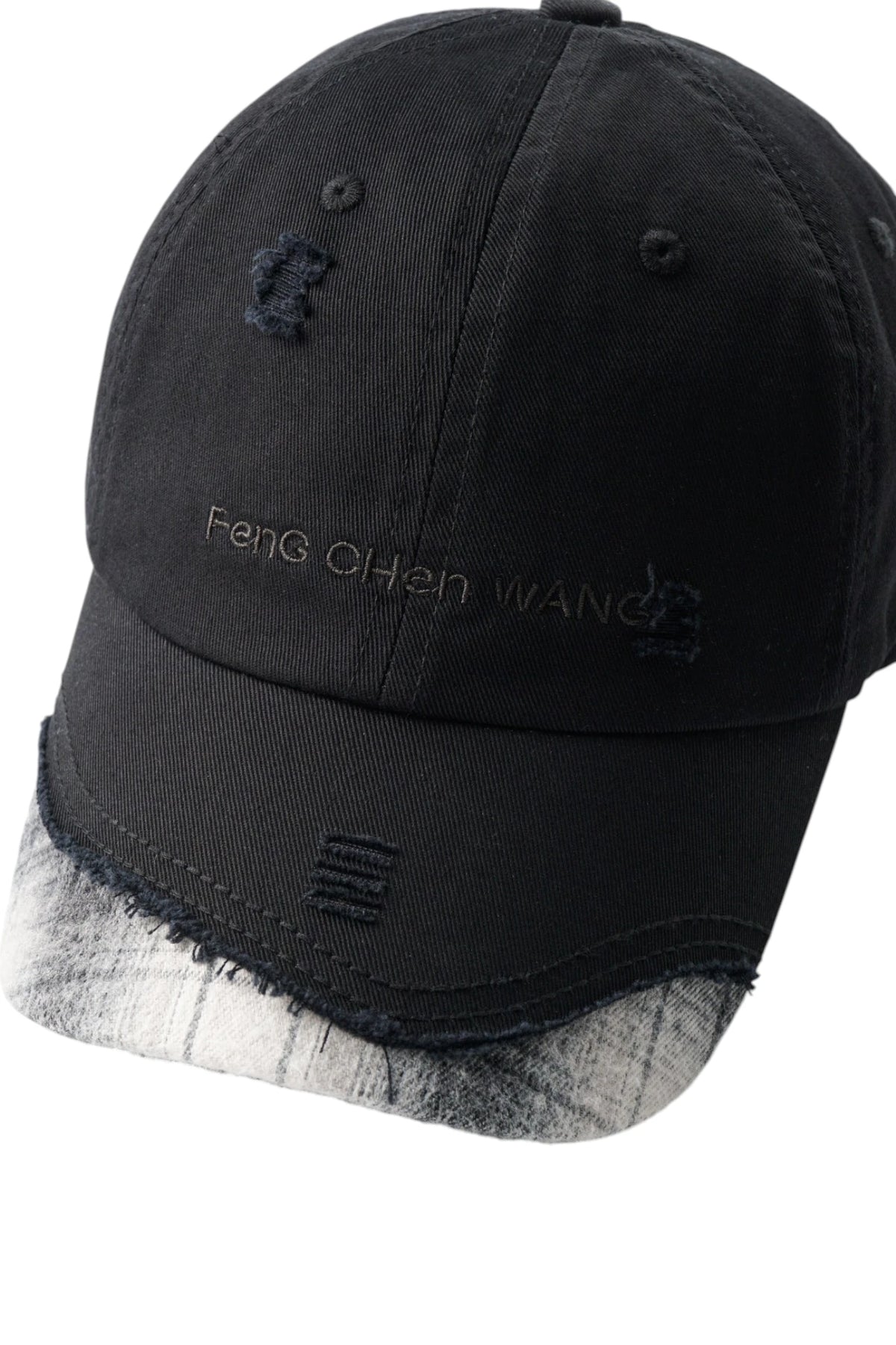Feng Chen Wang Black Plaid-Panel Baseball Cap
