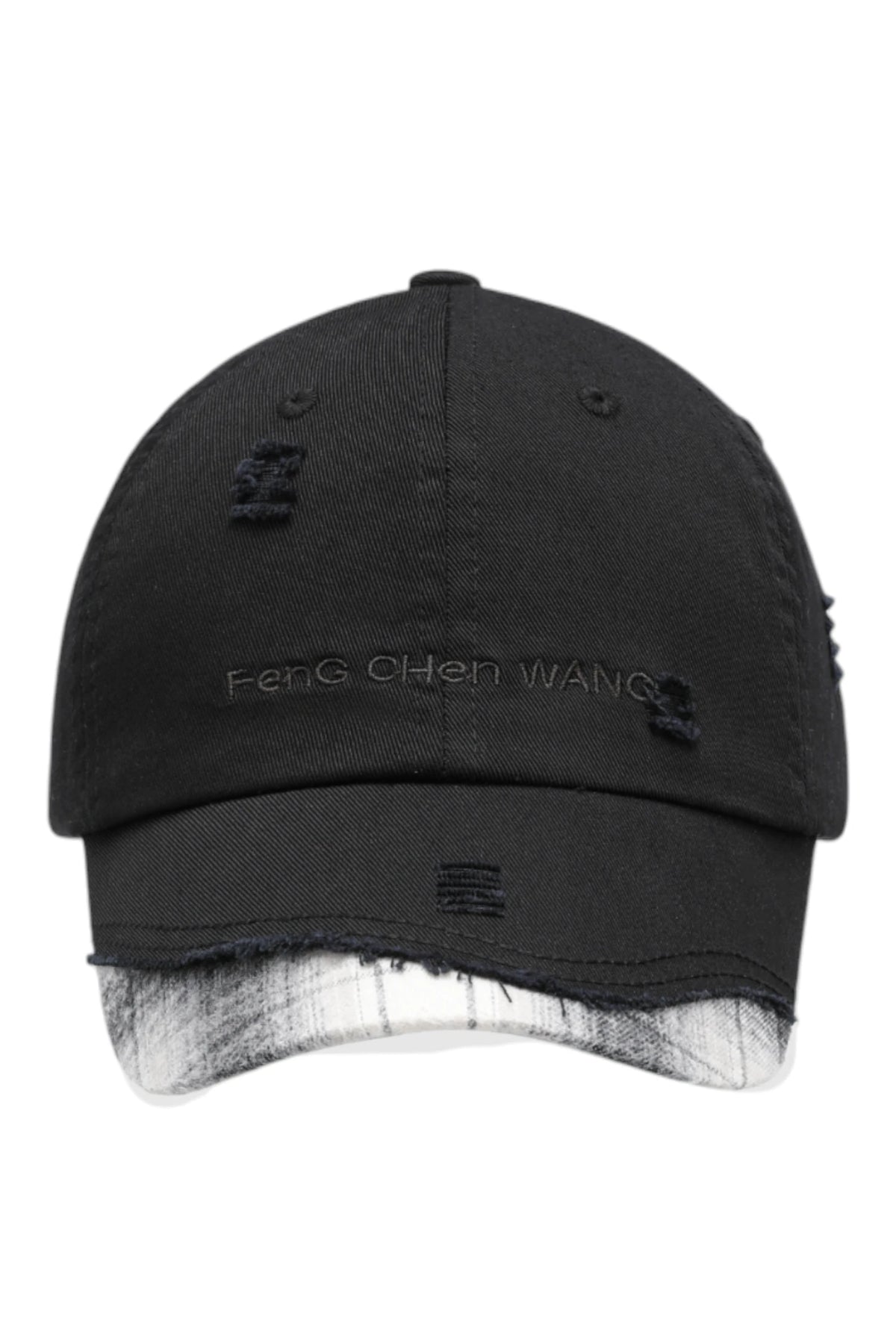 Feng Chen Wang Black Plaid-Panel Baseball Cap