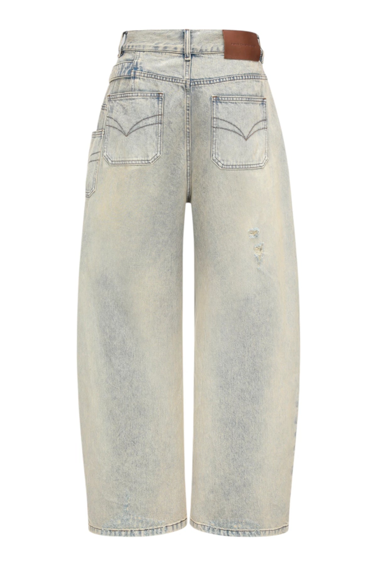 Feng Chen Wang Light Blue Washed Deconstructed Denim Pants