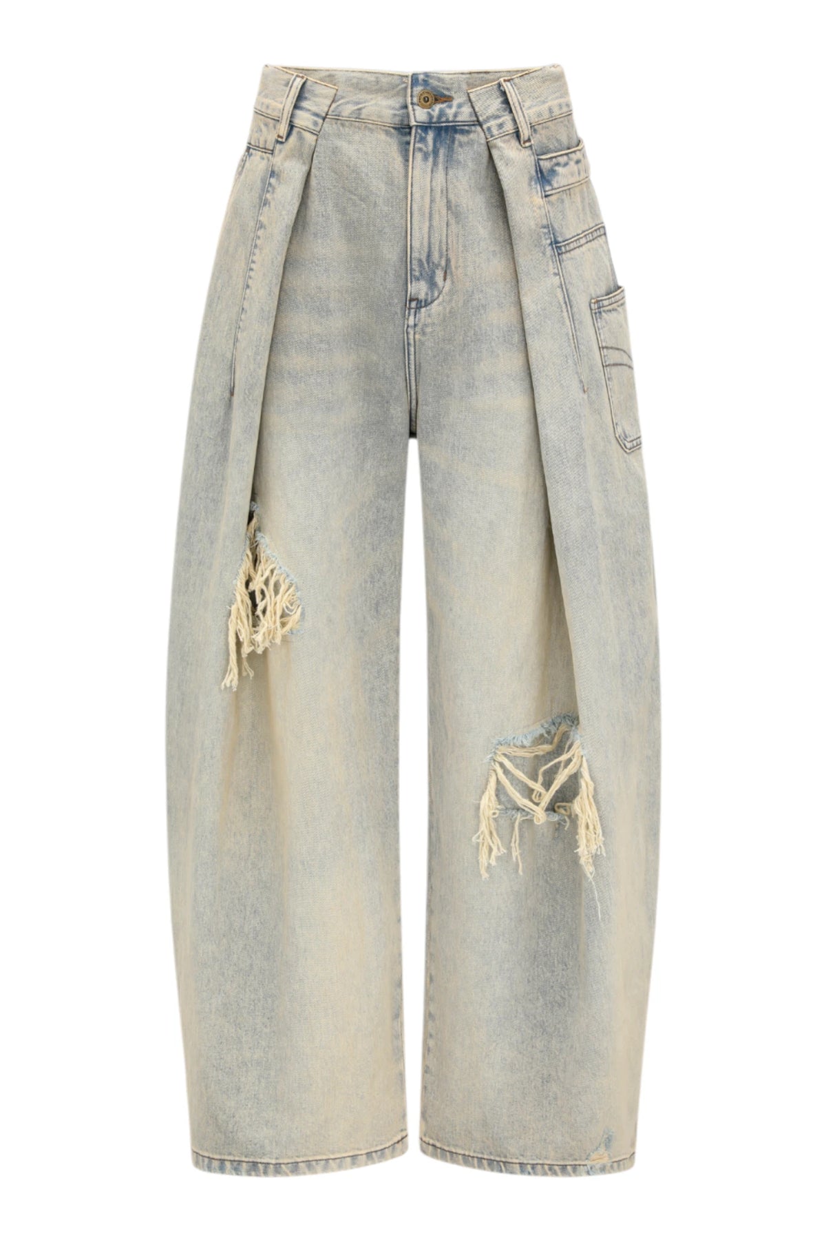 Feng Chen Wang Light Blue Washed Deconstructed Denim Pants