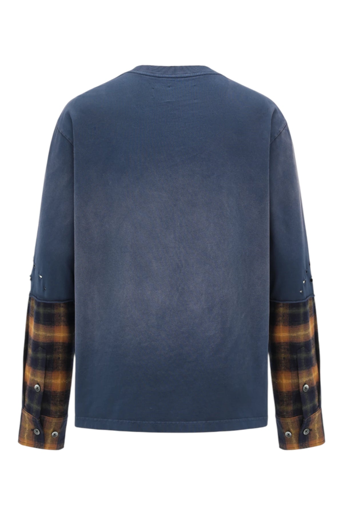 Feng Chen Wang Navy Gradient Washed Patchwork Long-Sleeve T-Shirt