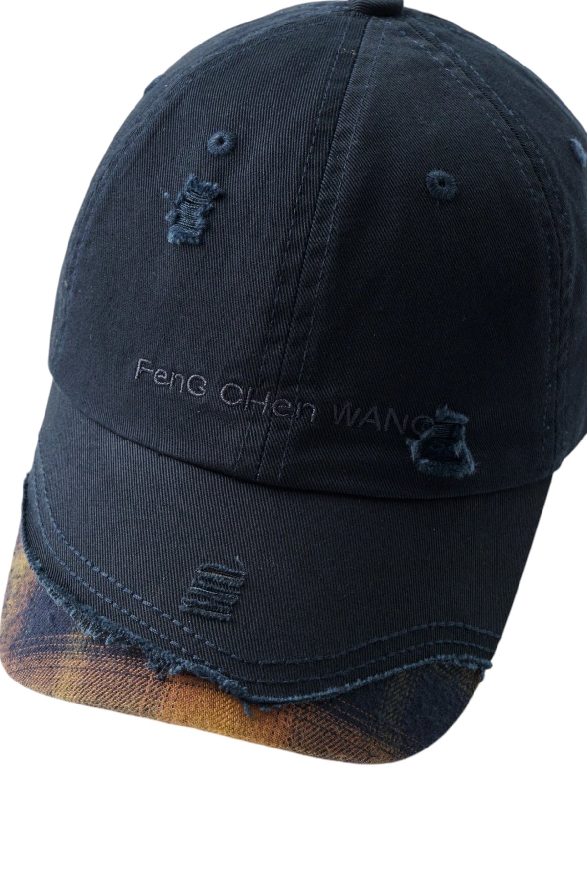 Feng Chen Wang Navy Plaid-Panel Baseball Cap
