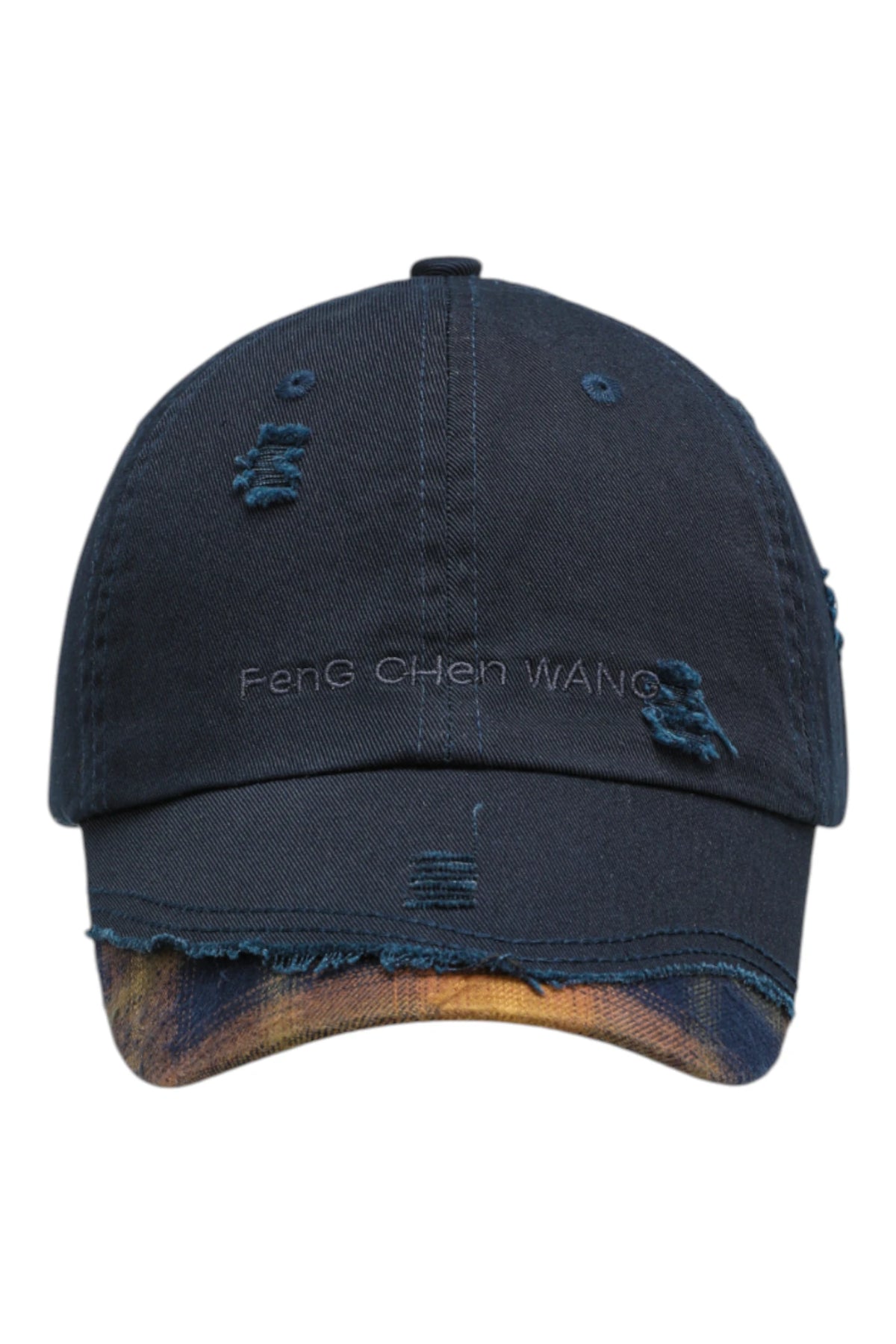 Feng Chen Wang Navy Plaid-Panel Baseball Cap