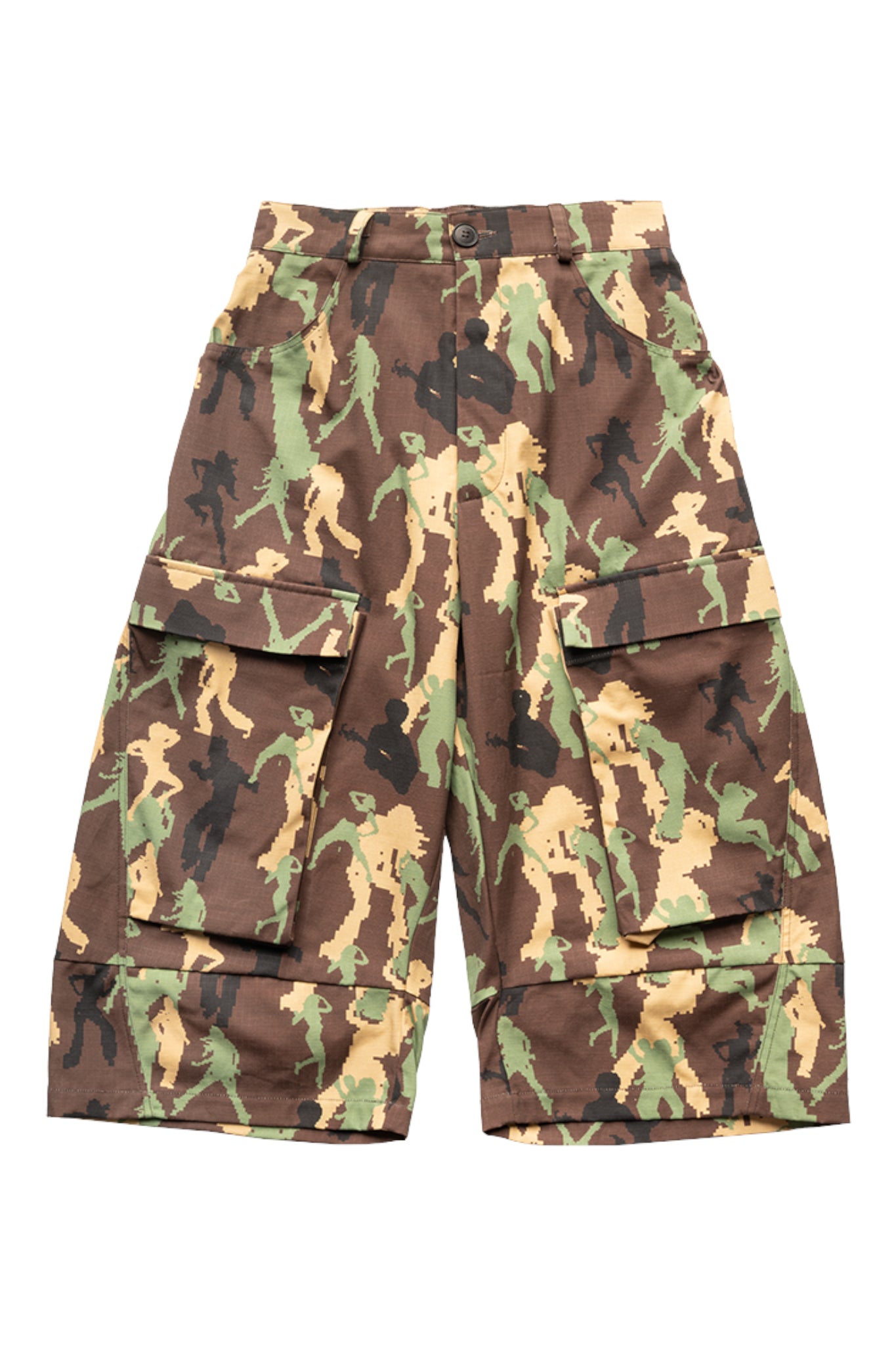 Spencer Badu Camo Slashed Shorts