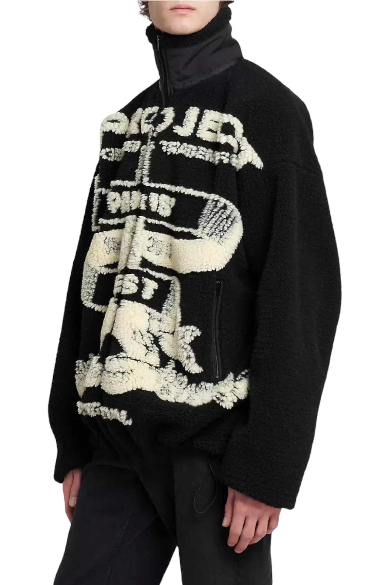 Paris' Best Jacquard Fleece Jacket Black/Off White