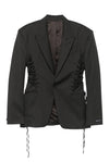 Mugler Pinstripe Laced Up Tailored Jacket