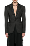 Mugler Pinstripe Laced Up Tailored Jacket