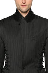 Mugler Pinstripe Laced Up Tailored Jacket