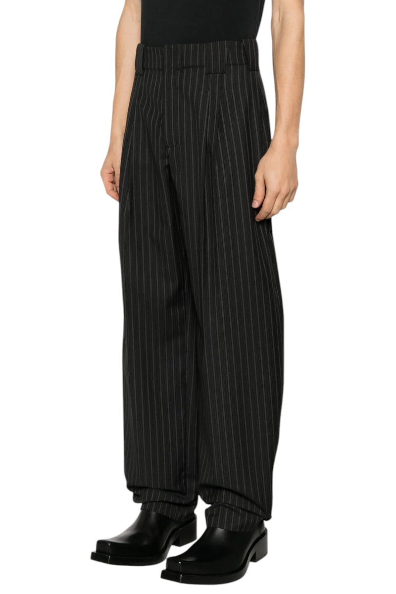 Mugler Pinstripe Pleated Wide Leg Trousers