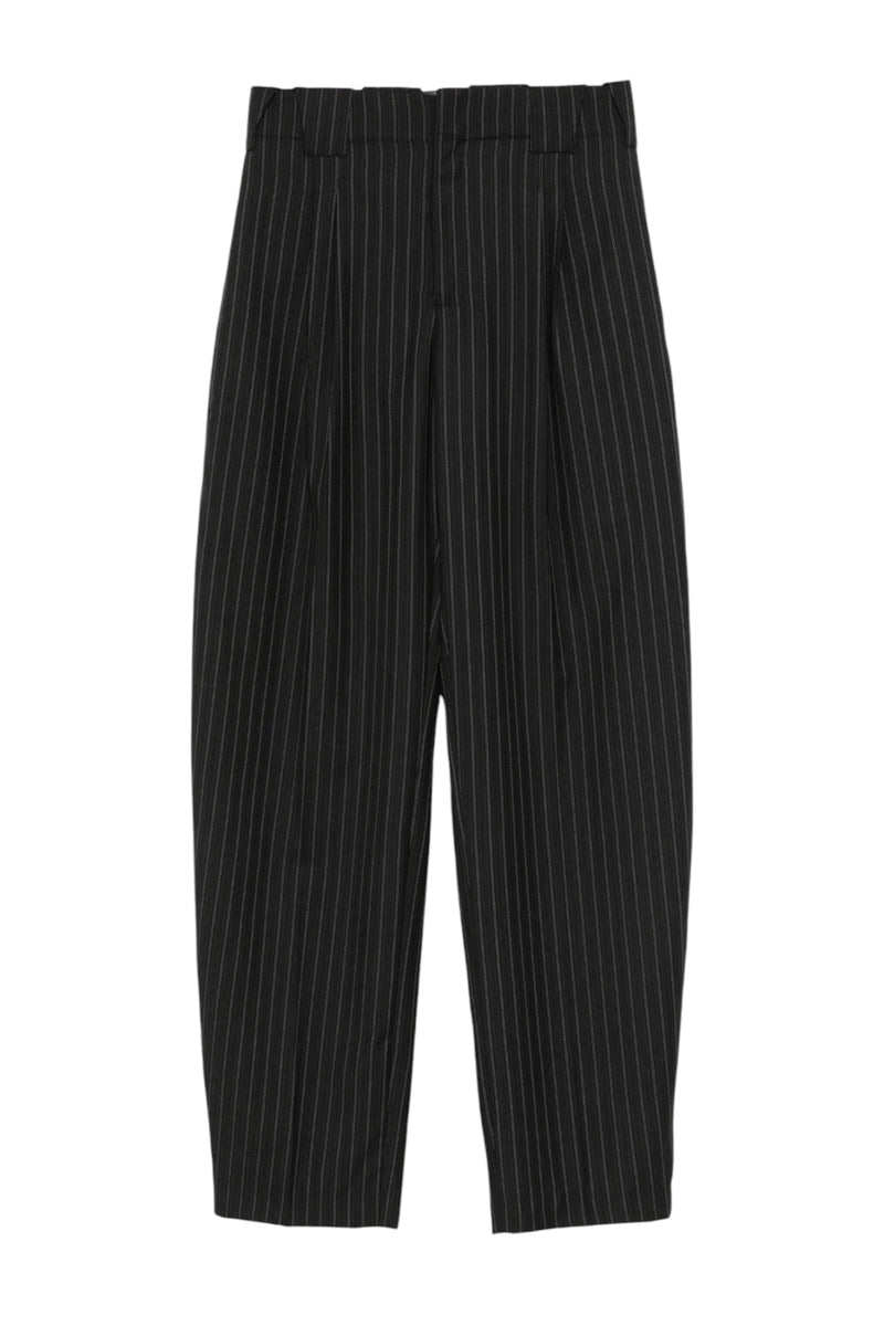 Mugler Pinstripe Pleated Wide Leg Trousers