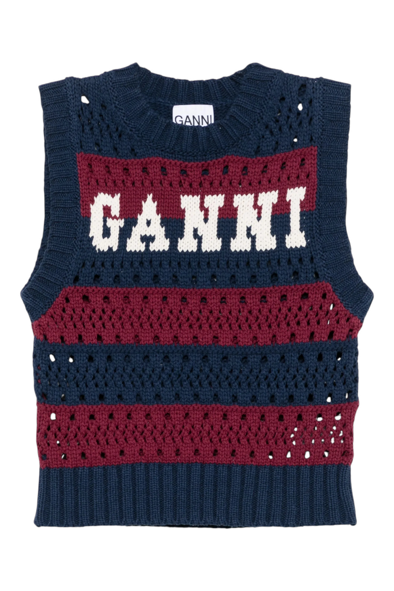 Ganni Cotton Mix Striped Vest
