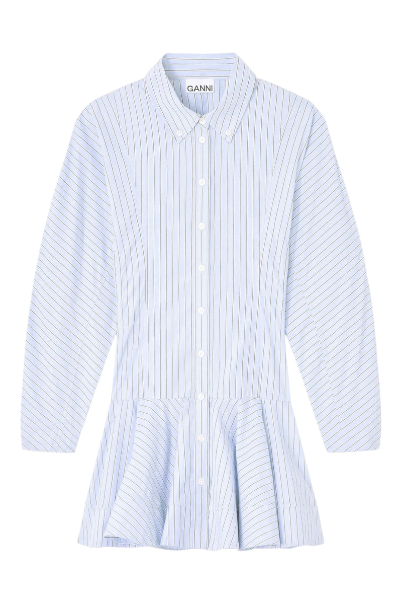 Ganni Stripe Cotton Buttoned Mini Dress