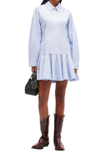 Ganni Stripe Cotton Buttoned Mini Dress
