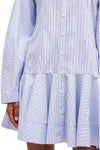 Ganni Stripe Cotton Buttoned Mini Dress