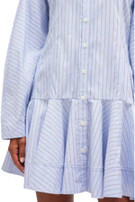 Ganni Stripe Cotton Buttoned Mini Dress