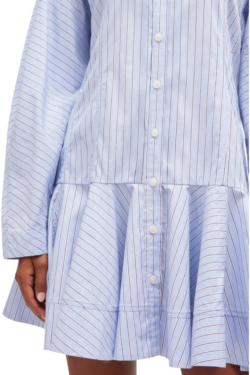Ganni Stripe Cotton Buttoned Mini Dress