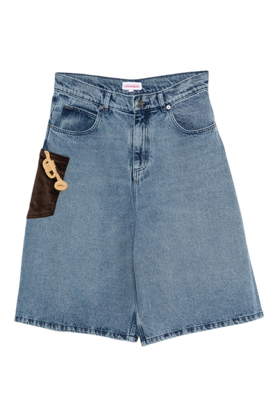 Charles Jeffrey Loverboy Wide Denim Shorts With Crochet Trumpet