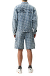 ICECREAM Repeat Print Denim Cargo Shorts