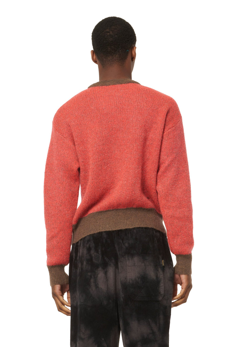 Aries Brushed Mohair Crew Neck Knit Pink