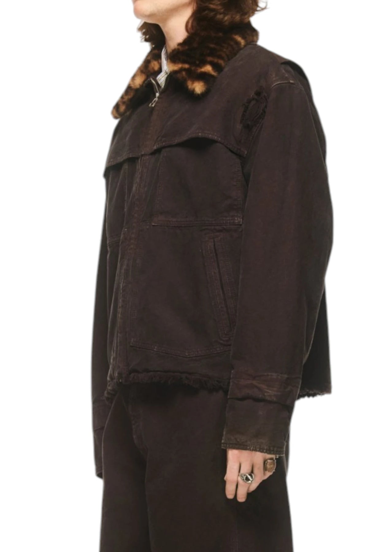 Bluemarble Furry Collar Workwear Jacket