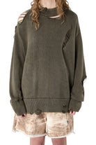 CAMPERLAB Distressed Knit Cut-Out Crewneck