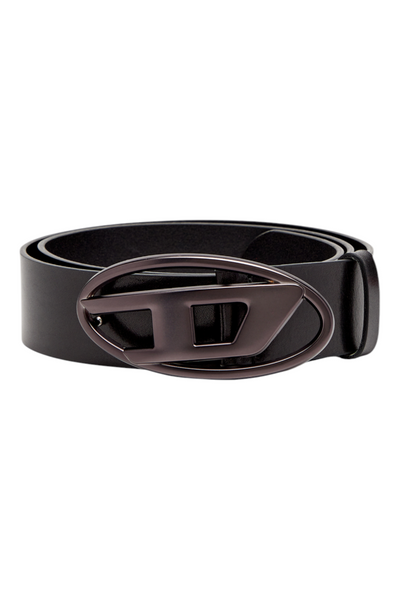 Diesel D Logo B-1DR Leather Belt - Brown, Size 105, D-Buckle Men's Belt