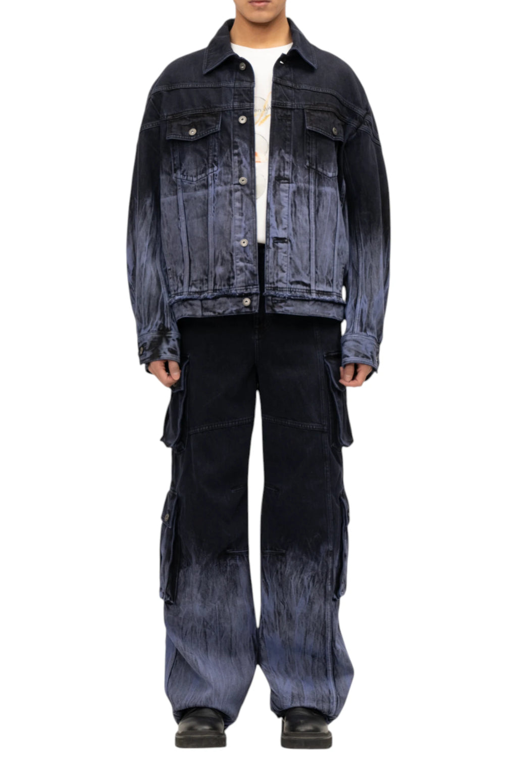 Feng Chen Wang Deconstructed Tie Dye Denim Jacket