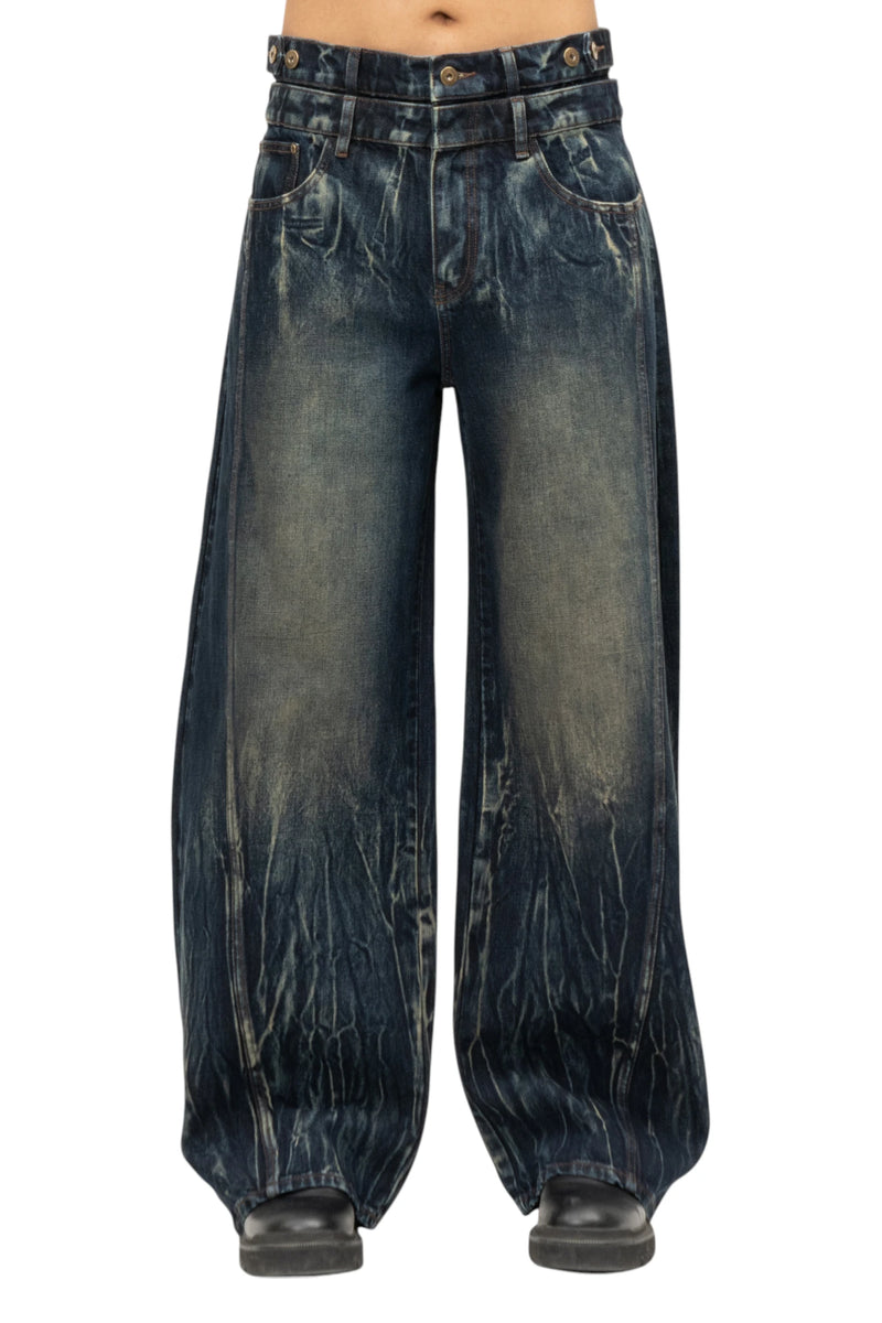 Feng Chen Wang Gradient Tie Dye Denim Trousers