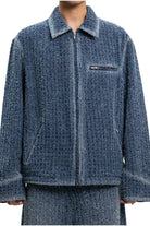 Feng Chen Wang Blue Jacquard Washed Denim Jacket