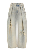 Feng Chen Wang Light Blue Washed Deconstructed Denim Pants
