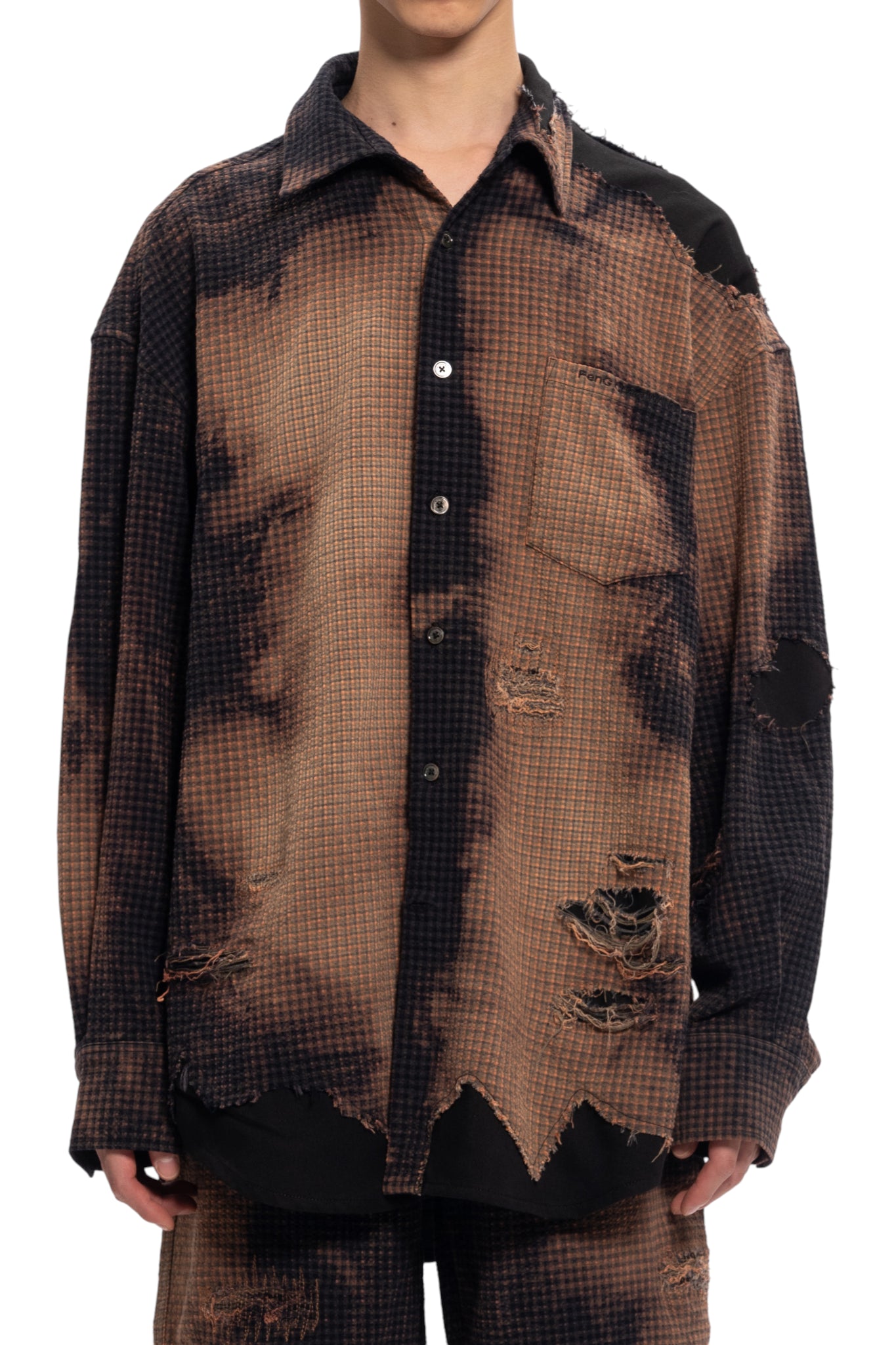Feng Chen Wang Long Sleeve Shirt In Decayed Check