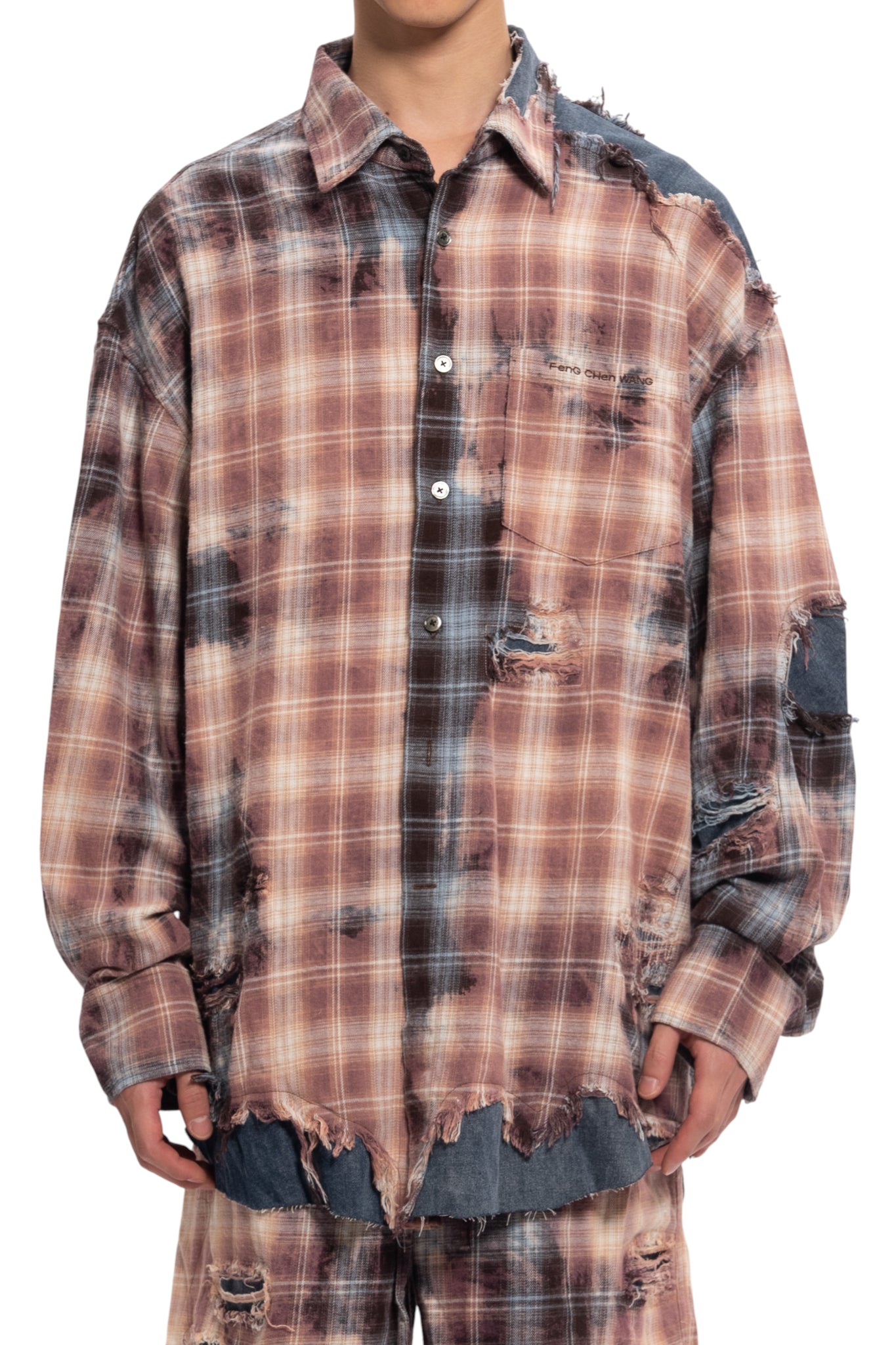 Feng Chen Wang Long Sleeve Shirt In Decayed Check