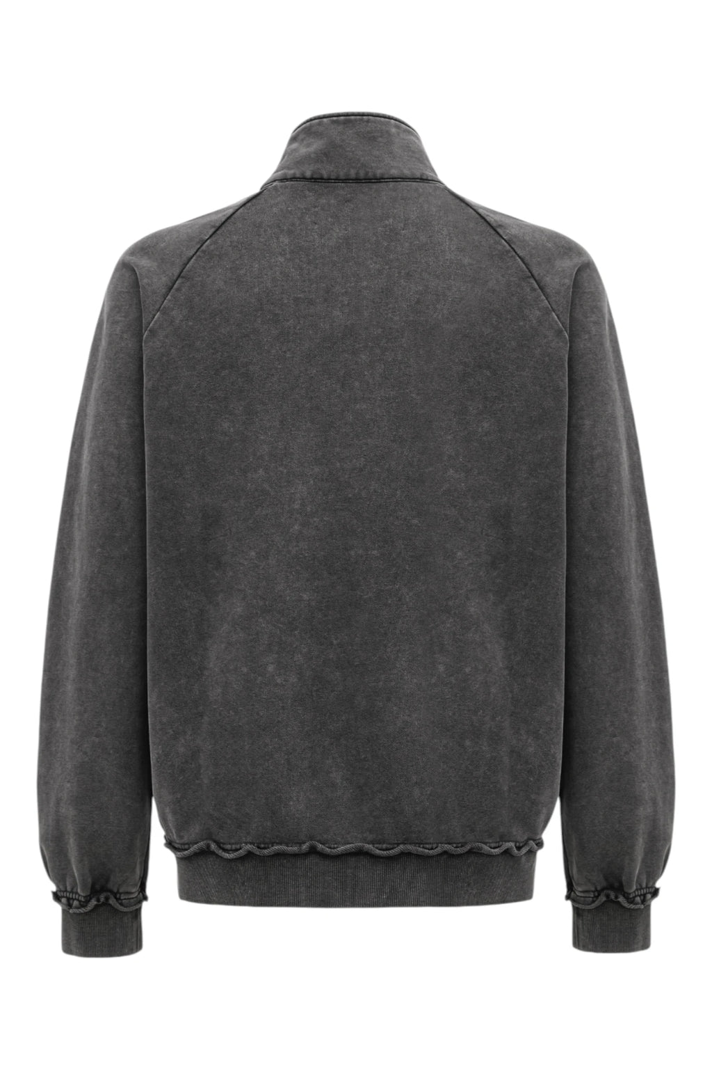 Feng Chen Wang Washed Stand Collar Top With Denim Trim