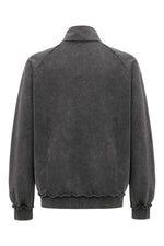 Feng Chen Wang Washed Stand Collar Top With Denim Trim