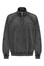 Feng Chen Wang Washed Stand Collar Top With Denim Trim