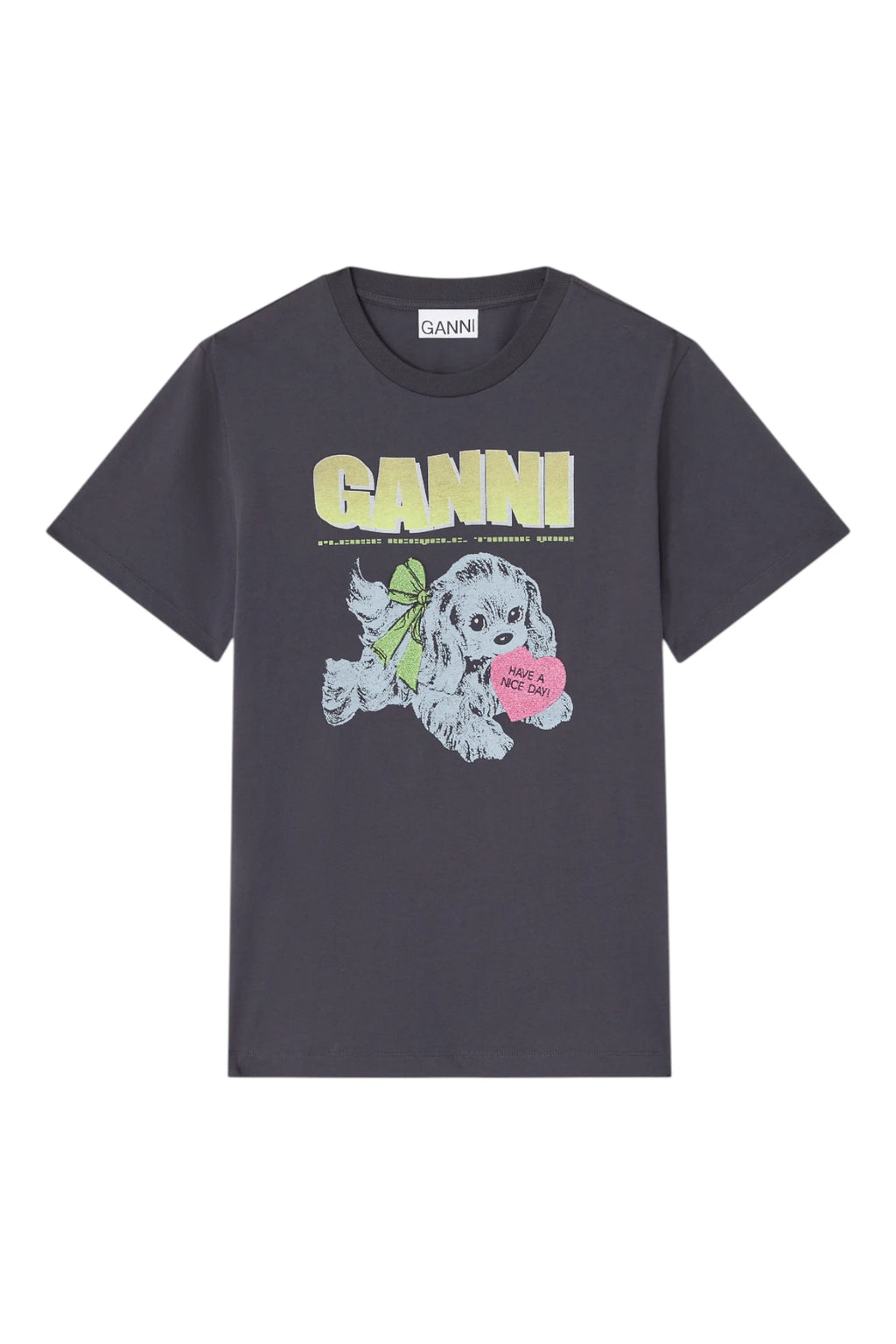 Ganni Basic Cotton Jersey Neon Puppy T-Shirt