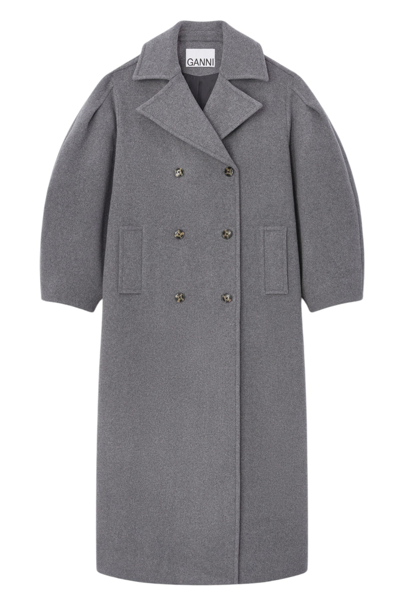 Ganni Peacoat Wool Long Coat