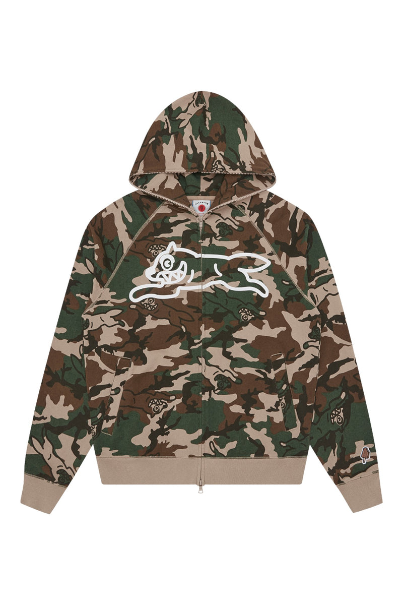 ICECREAM Running Dog Woodland Camo Zip Through Hood