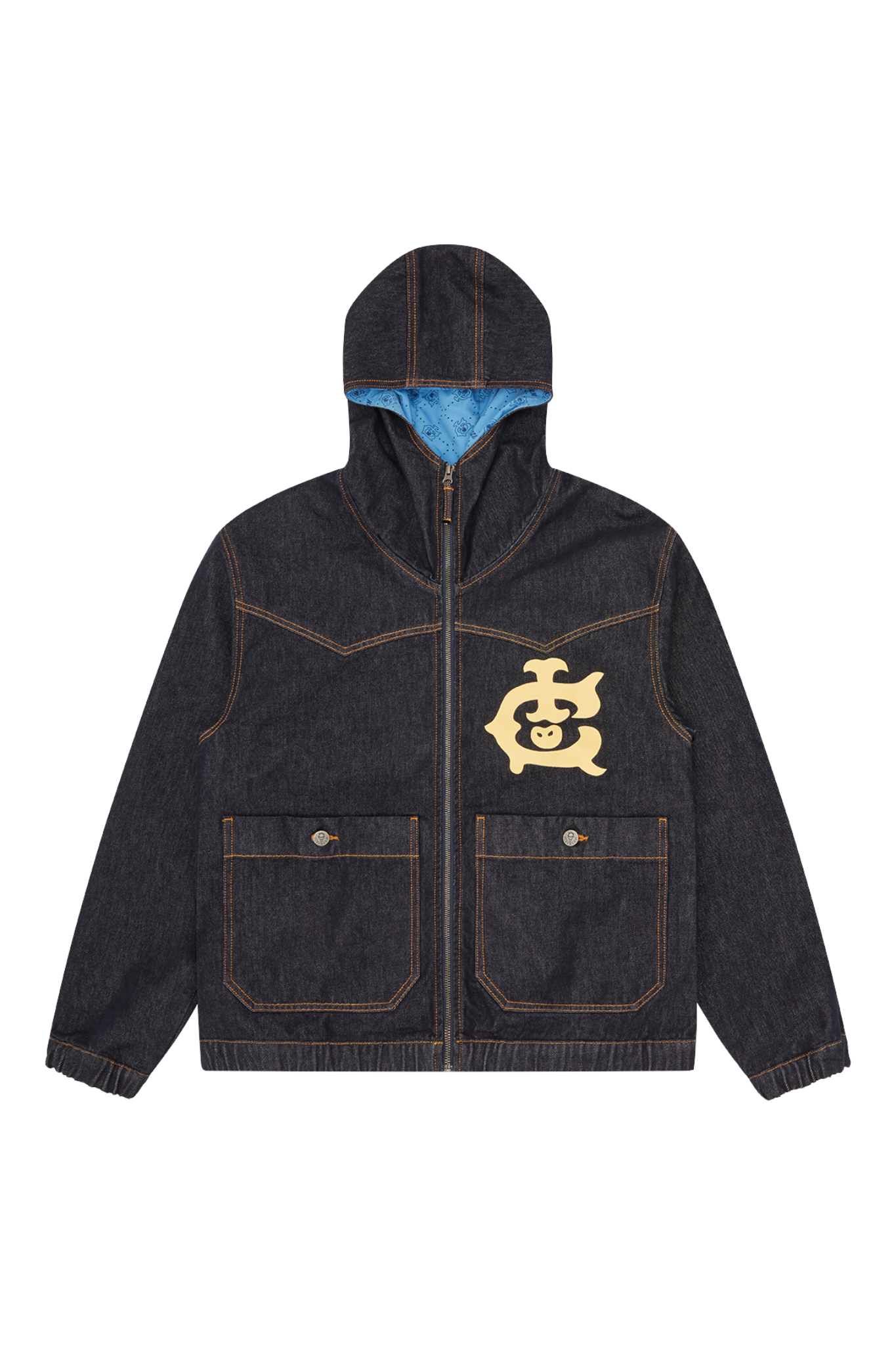 ICECREAM Western Panelled Zip Through Denim Jacket