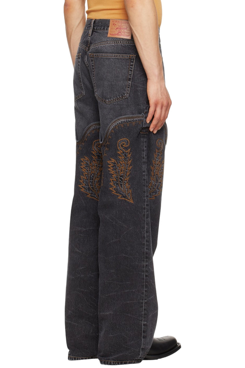 Y/Project Evergreen Maxi Cowboy Cuff Jeans Black