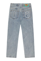 Icecream Applique Running Dog Double Scoop Denim Pants