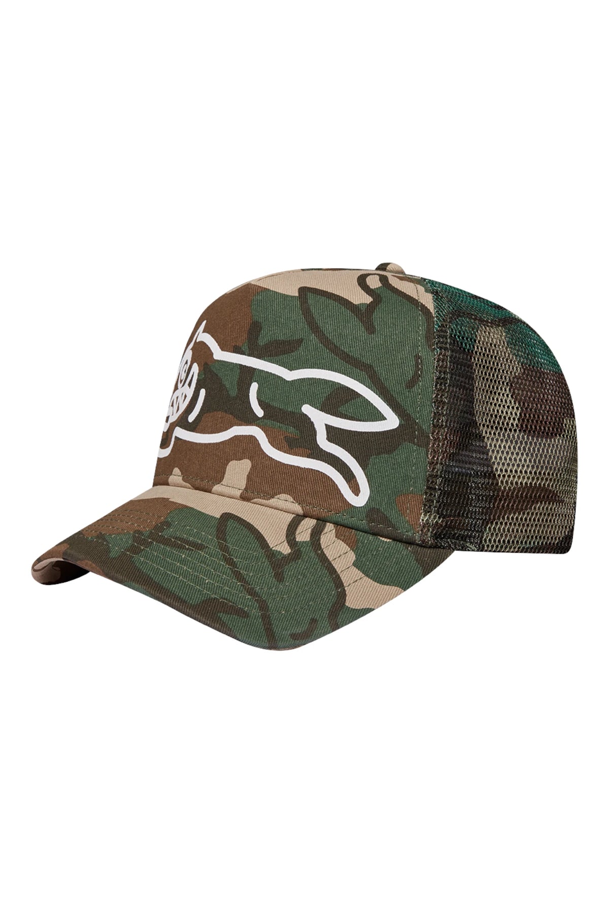 Icecream Running Dog Woodland Camo Trucker Cap