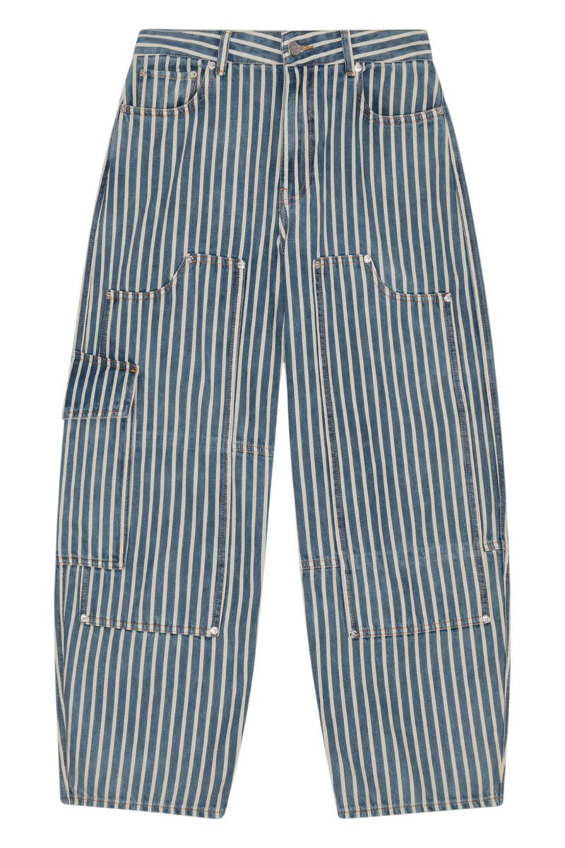 Ganni Light Stripe Denim Carpenter Jeans