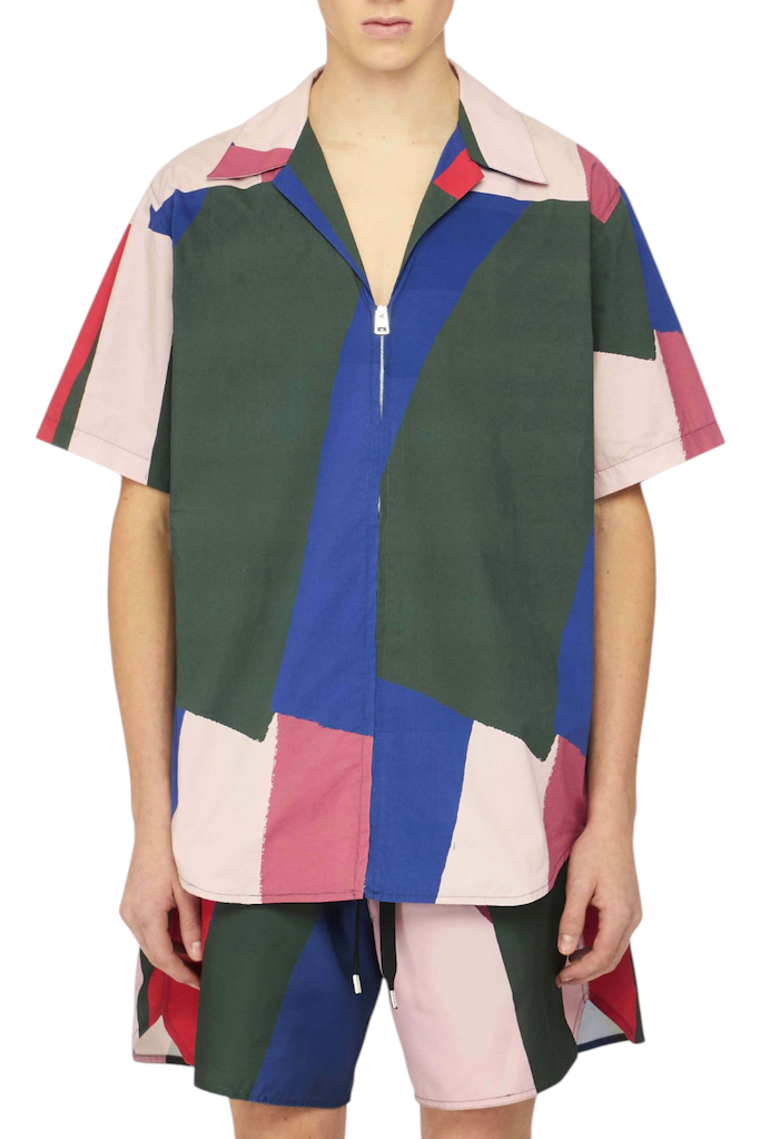 JW Anderson Zip Up Short Sleeve Printed Shirt