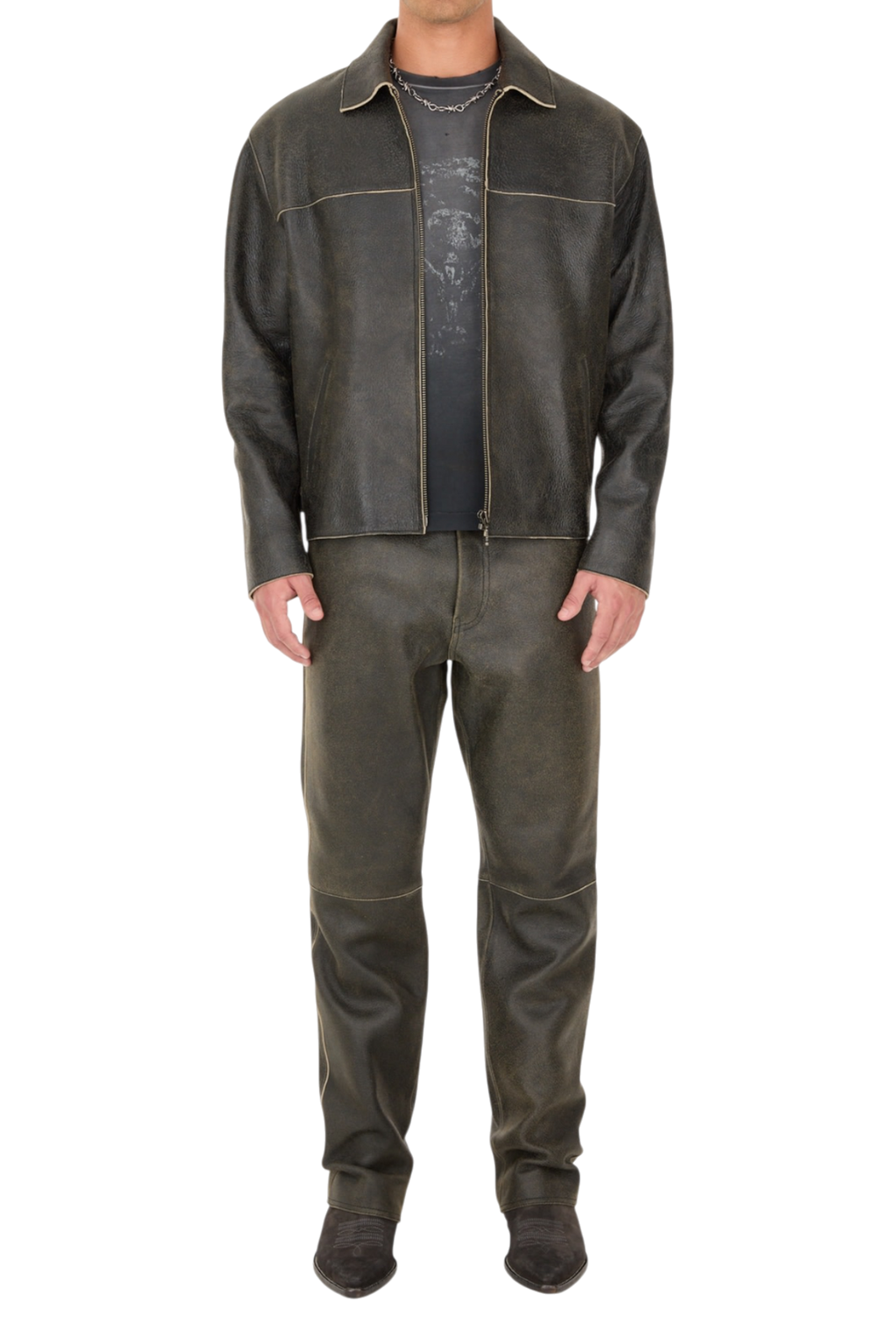 Guess USA Crackled Leather Jacket