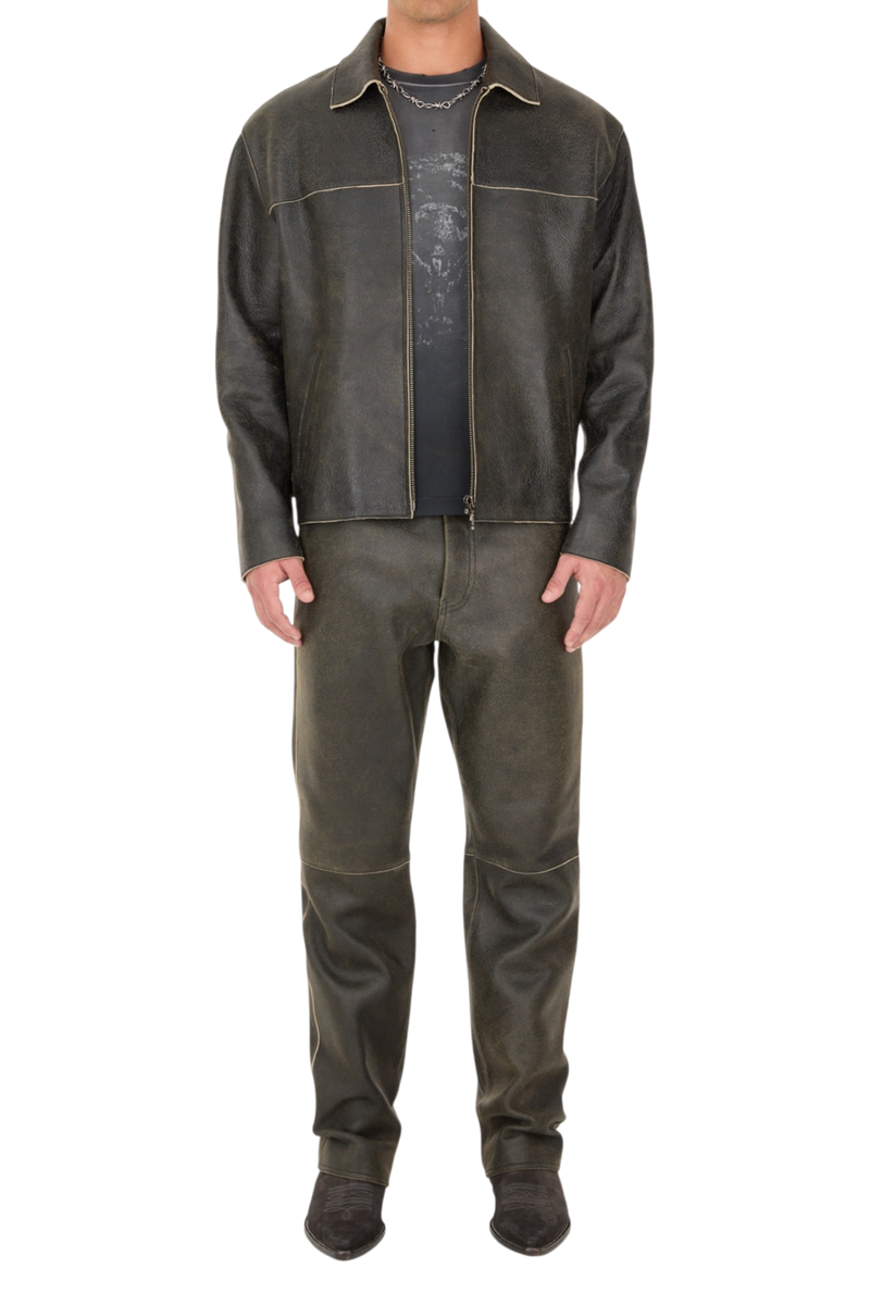 Guess USA Crackled Leather Jacket