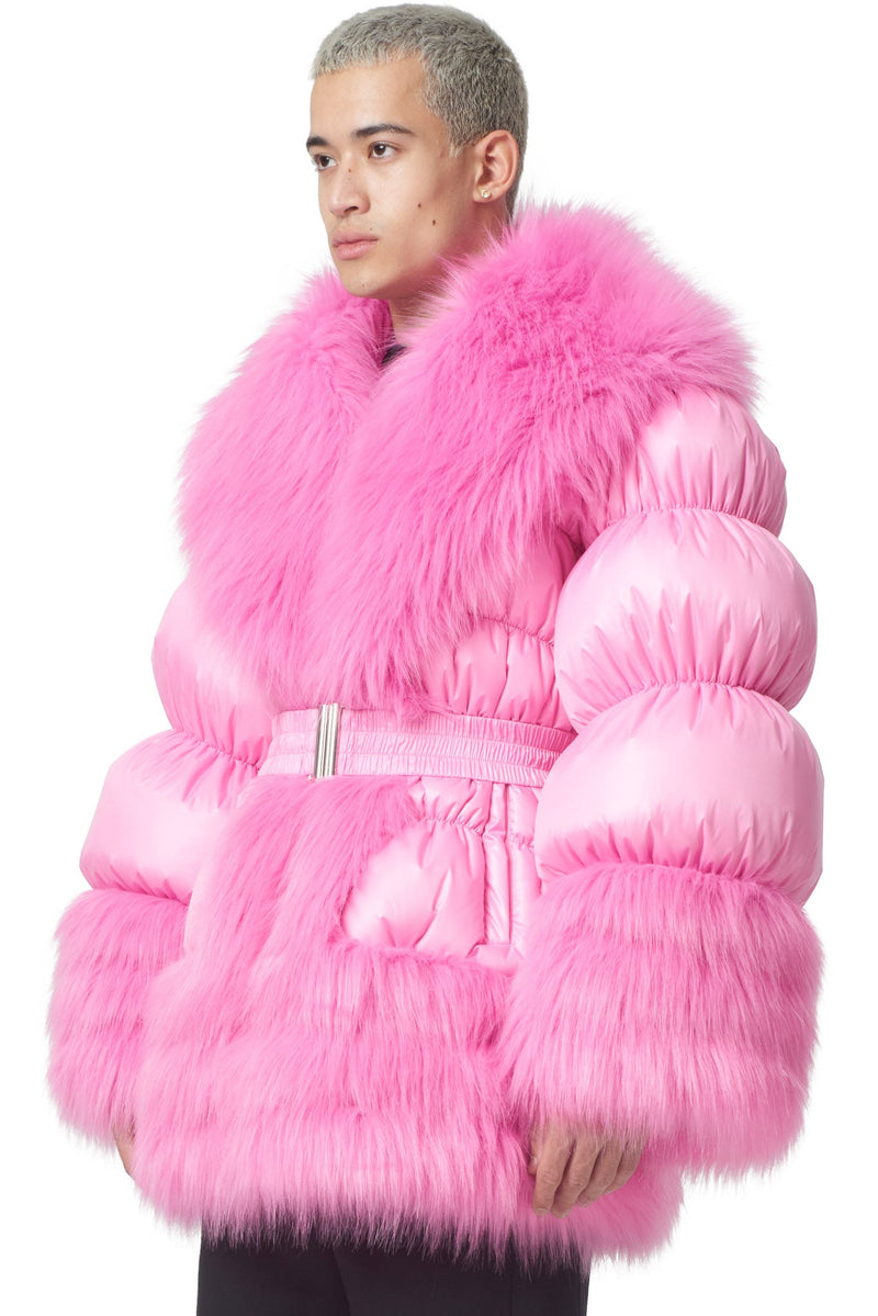 Martine Rose Fur Puffer Nylon / Faux Fur Pink