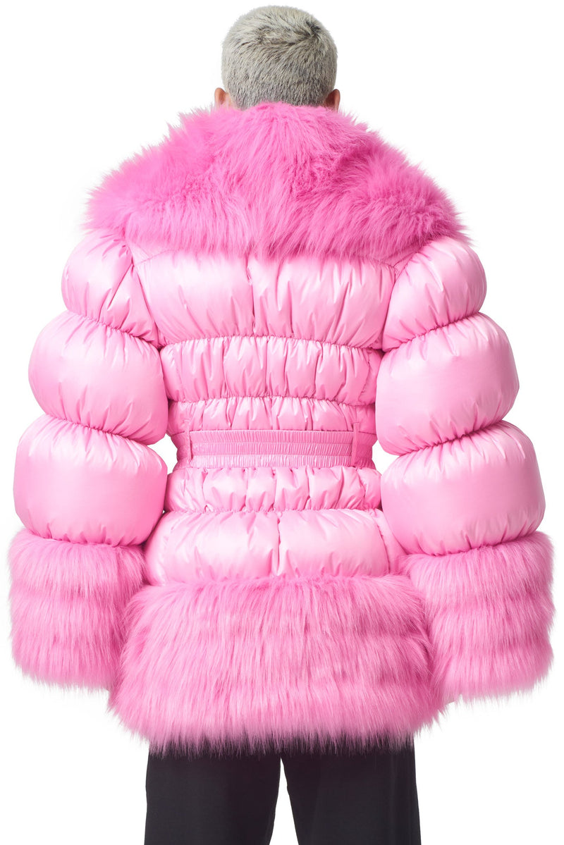 Martine Rose Fur Puffer Nylon / Faux Fur Pink