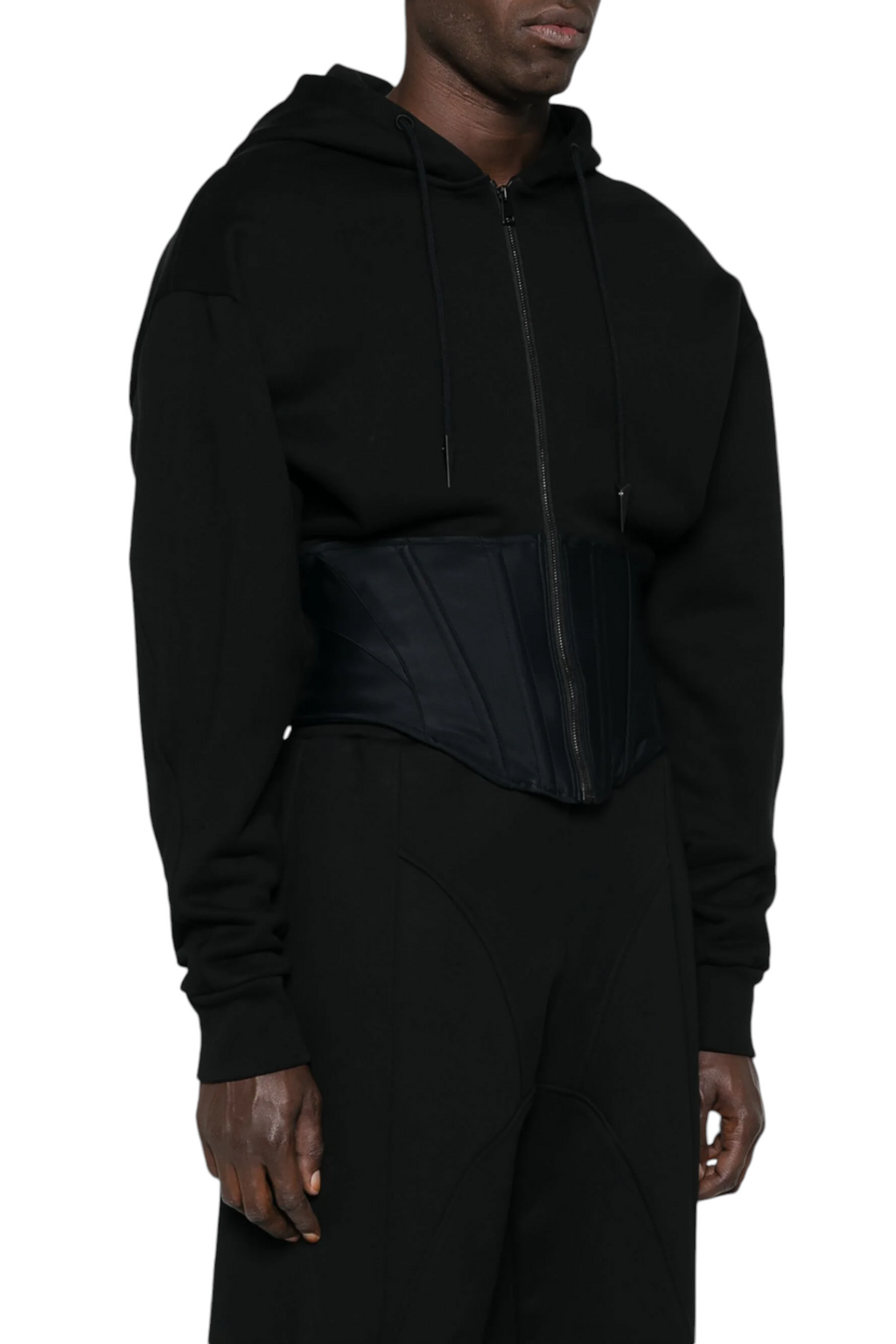 Mugler Black Corseted Hoodie