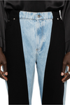 Mugler Blue Bi-Color Straight Leg Jeans